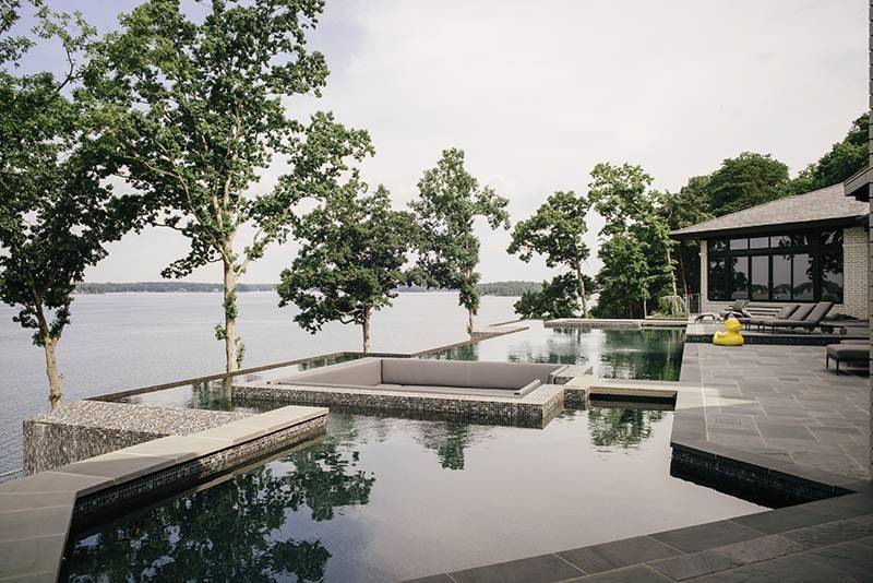 Outdoor pool and trees.