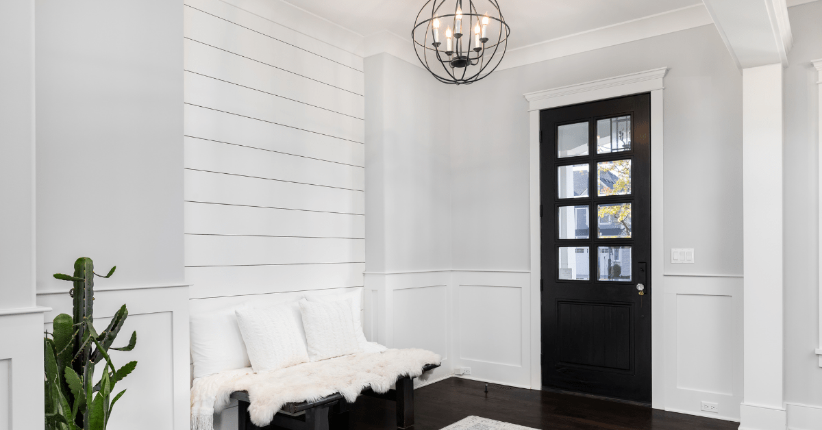 White and black entryway.