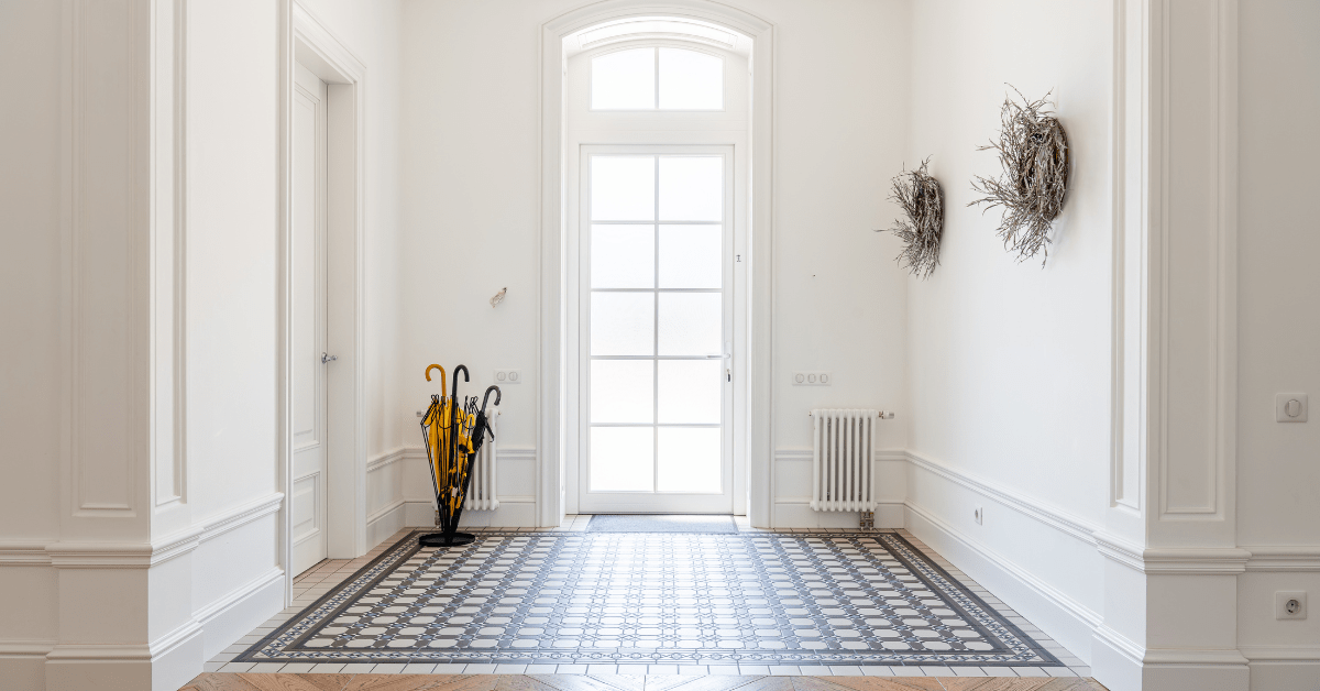 Bright white entryway.