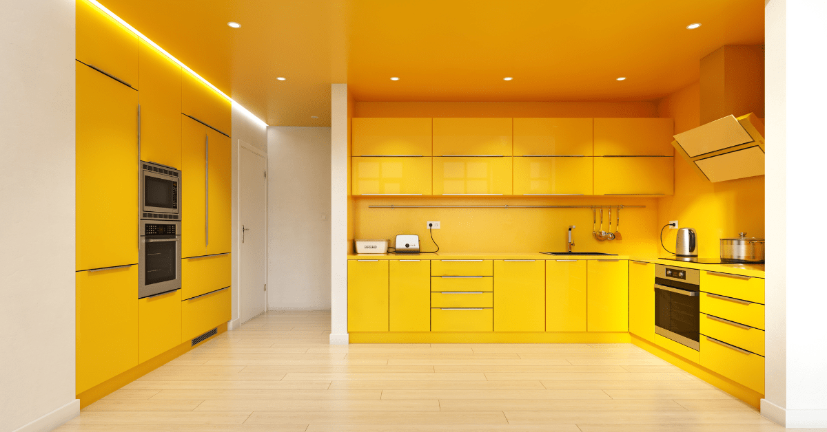 Yellow kitchen.