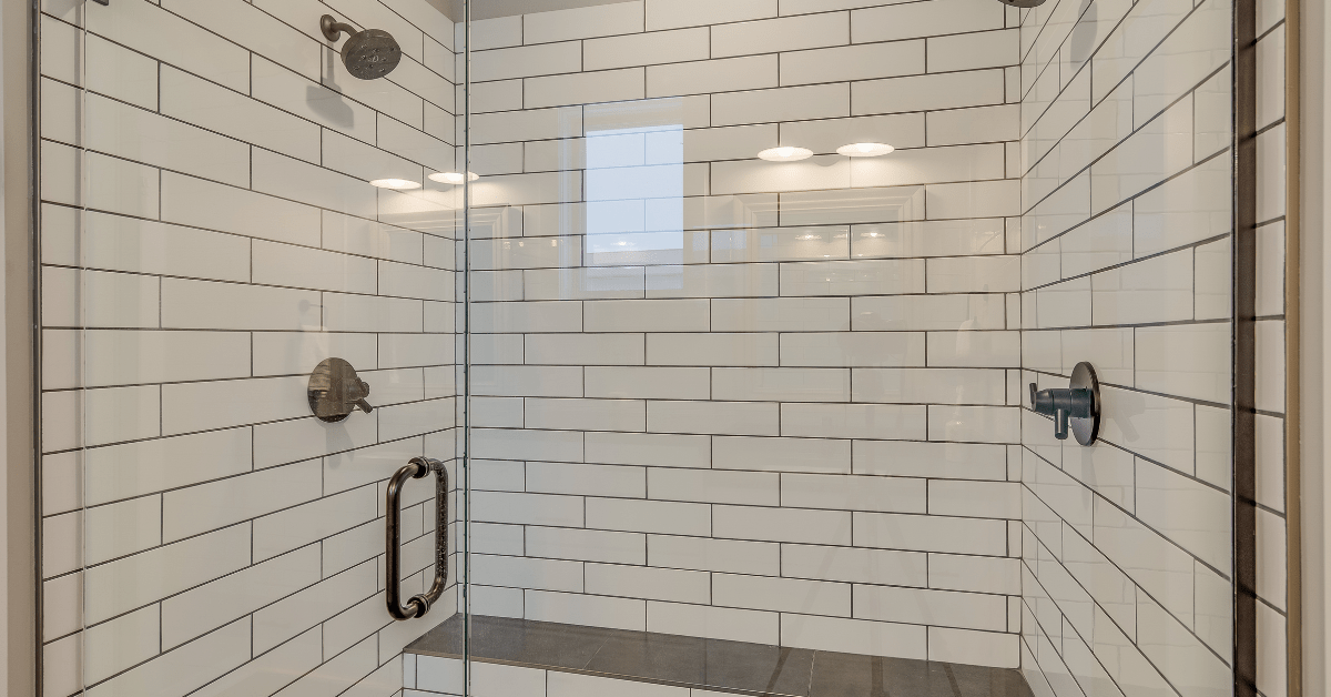 Shower with grey grout.