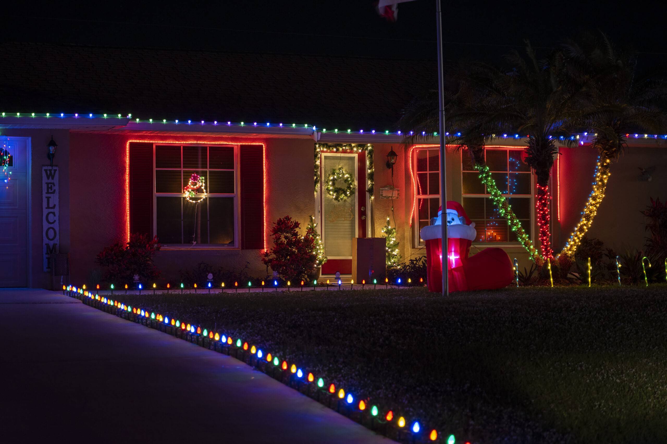 christmas lights on house