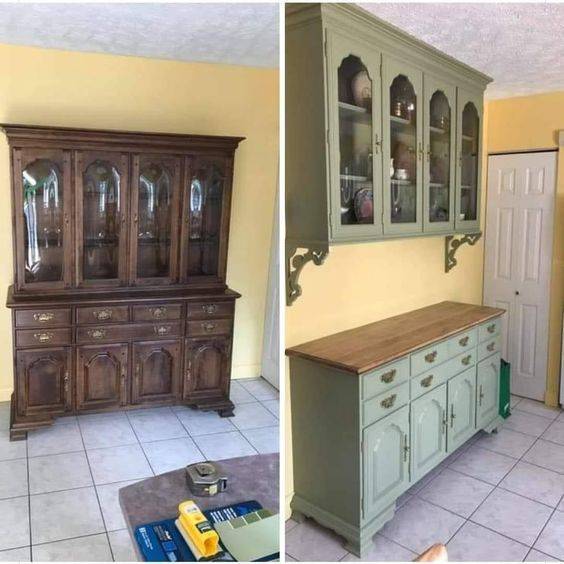 A former hutch turned into a set of cabinets.