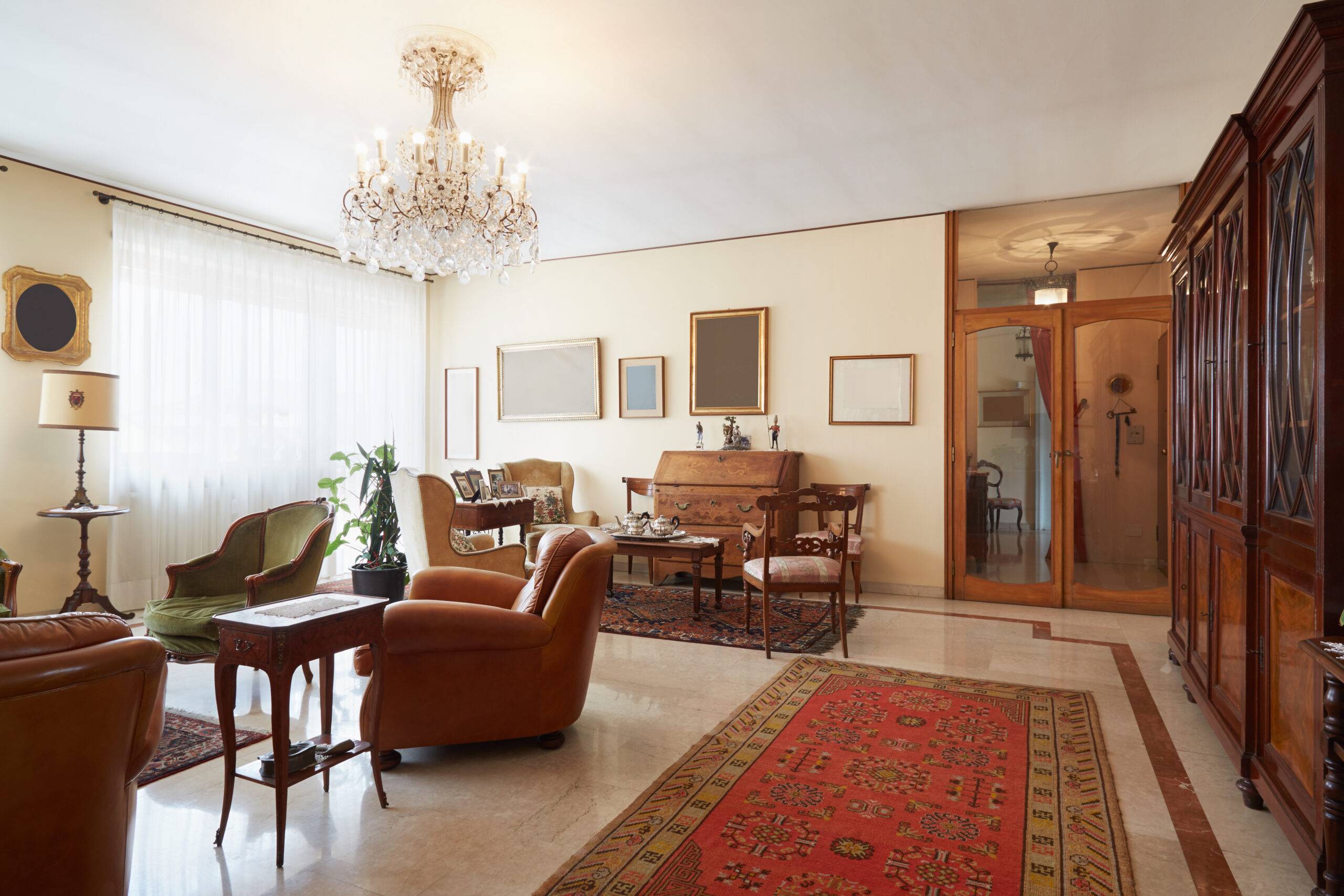 Living room, classic italian interior with antiquities