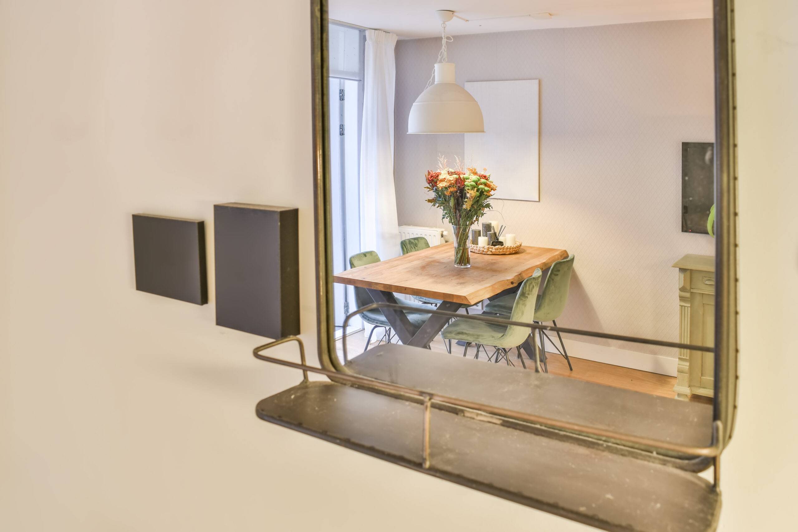 Interior design of clean and bright dining room