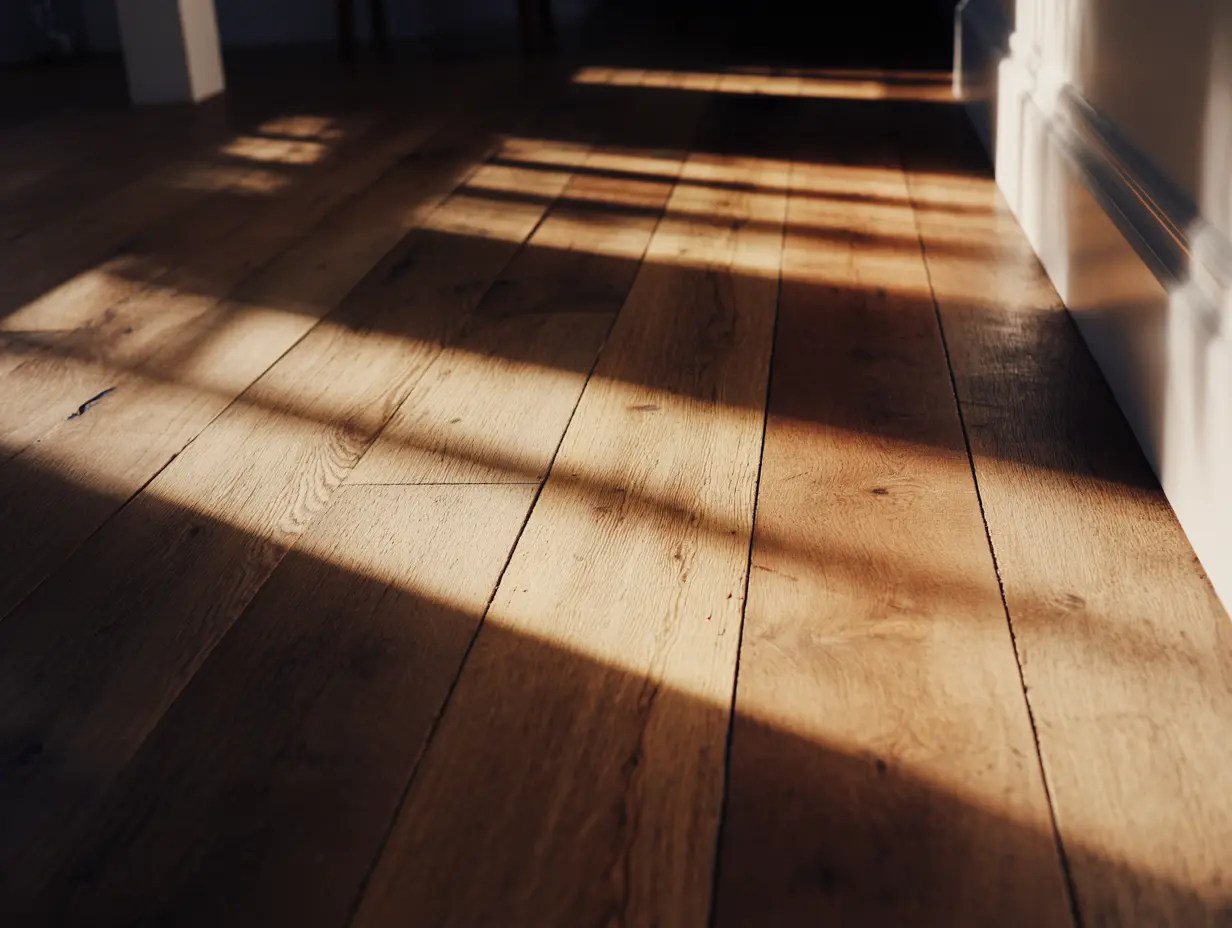An image of the wooden floor used in a danish home to practice hygge. 