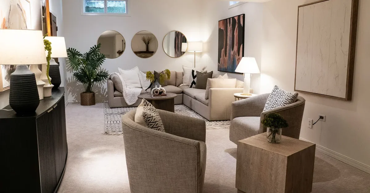 Soft lighting in living room.