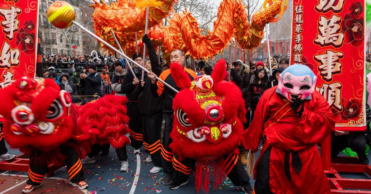 People attend Chinese Lunar New Year celebrations during the 28th annual Firecracker Ceremony and Cultural Festival in Chinatown on February 17, 2026 in New York City.