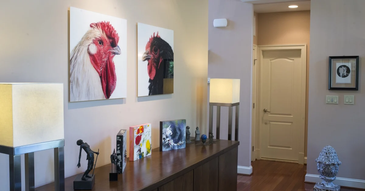 Unframed art used as center pieces