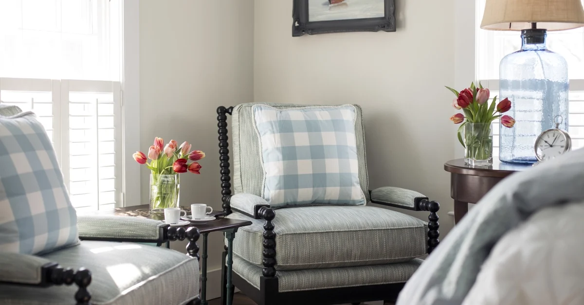 Shot of plaid cushions in a living room