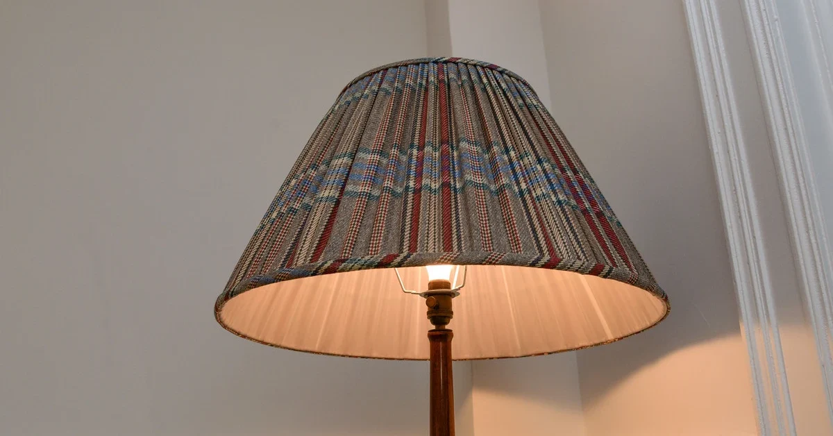 Closeup shot of a pleated lampshade.