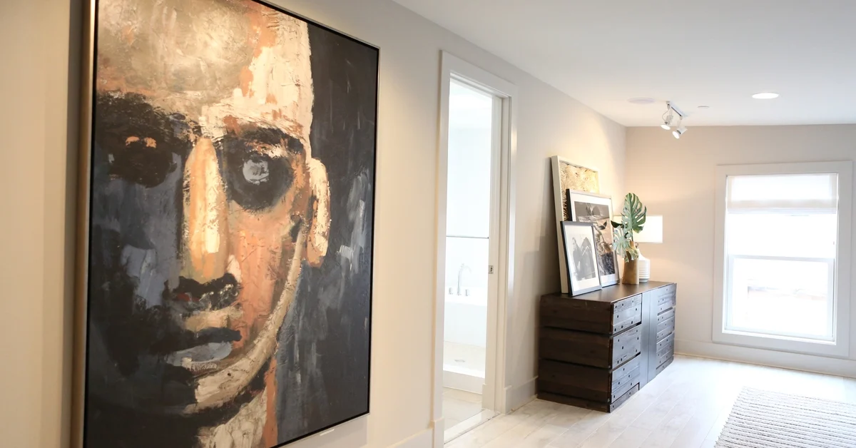 Extra huge unframed art taking up an entire wall